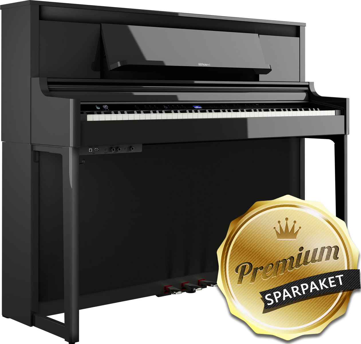 Roland LX-6 PE Digitalpiano Polished Ebony - Schwarz Hochglanz - Premium-Sparpaket